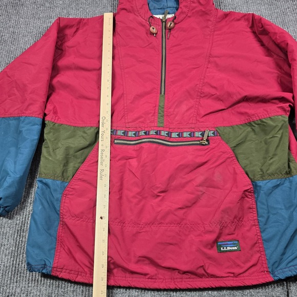 Vintage LL Bean Jacket Mens Large Red Colorblock Aztec Thinsulate Hooded USA 90s - Picture 11 of 16